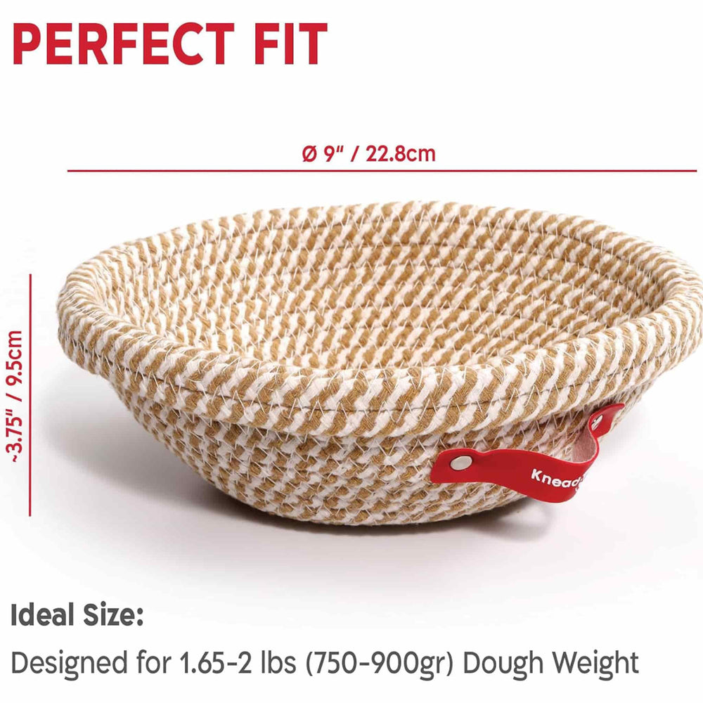 Set of 2 KneadAce Round Cotton Rope Bannetons with Liner & Cover
