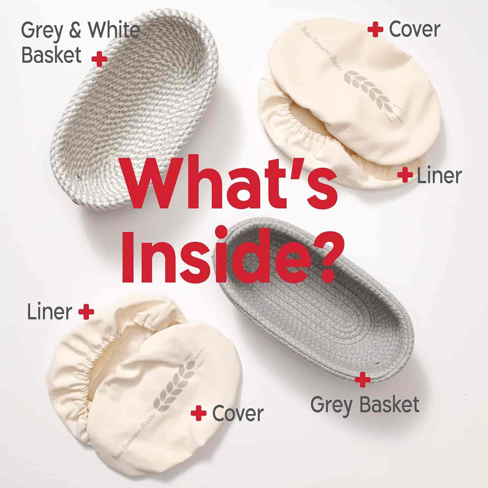 Set of 2 KneadAce Oval Cotton Rope Bannetons with Liner & Cover