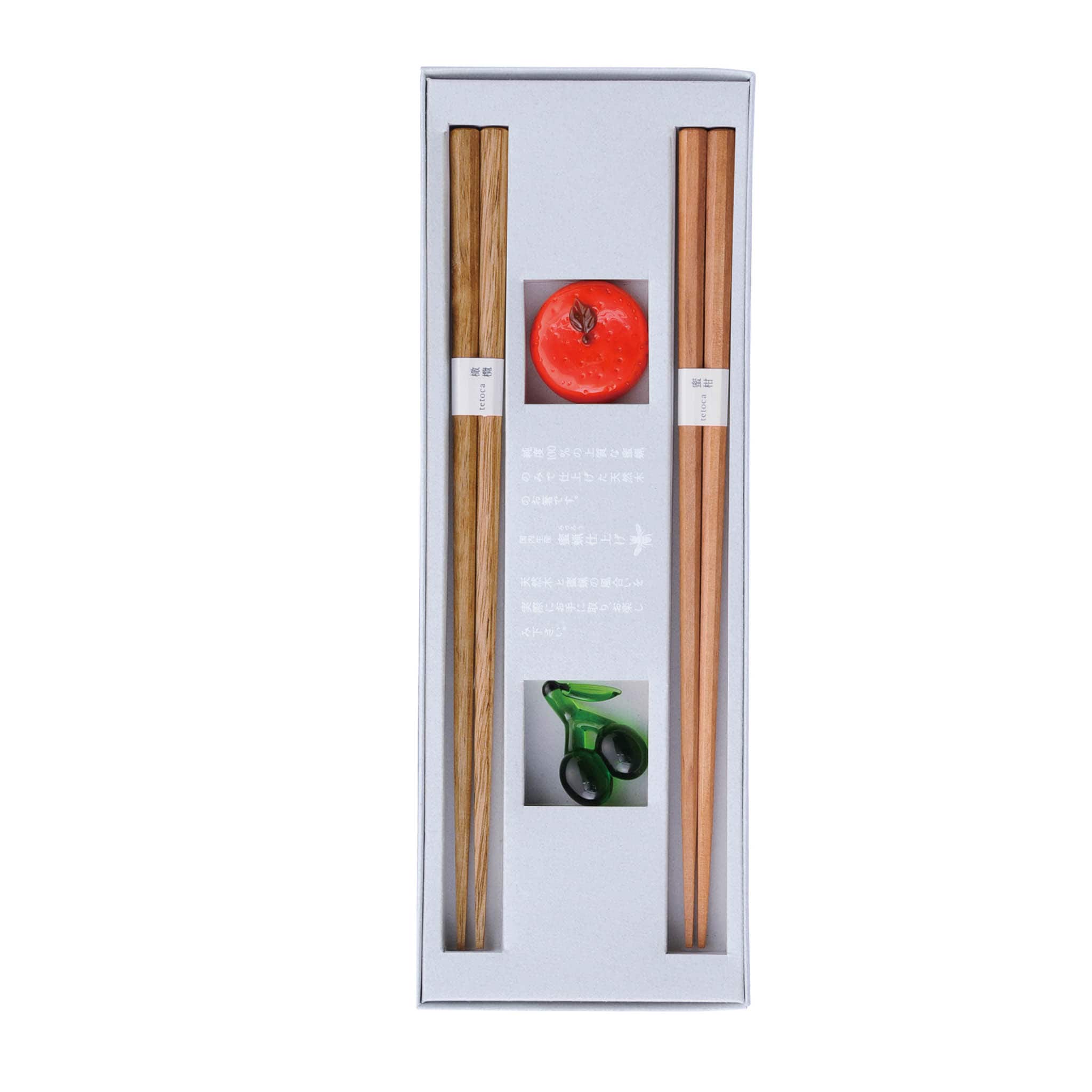 Olive & Mandarine Wood Chopstick Gift Set with Rests, 18cm