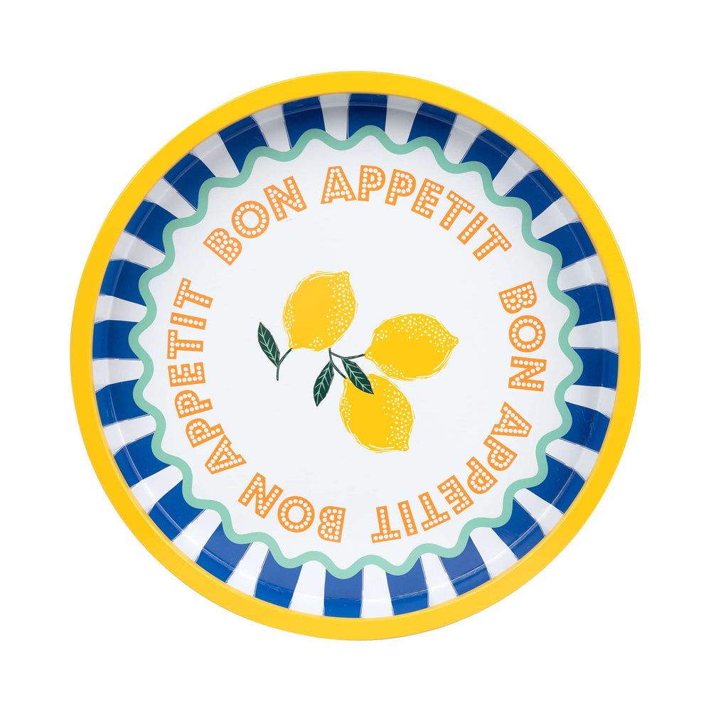 Lemon Metal Serving Tray, 31cm