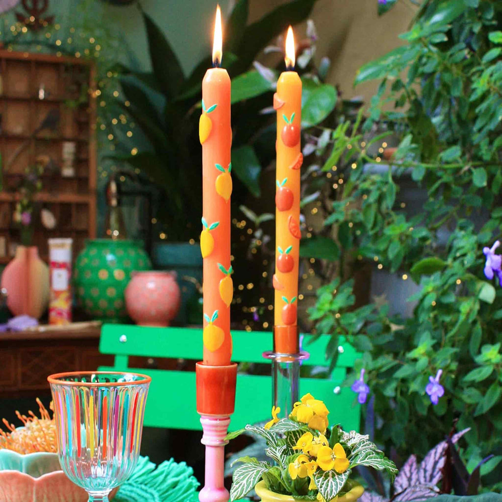 Set of 2 Lemon Patterned Candles