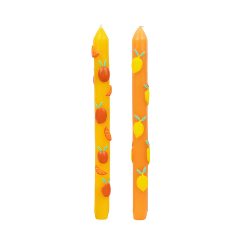 Set of 2 Lemon Patterned Candles