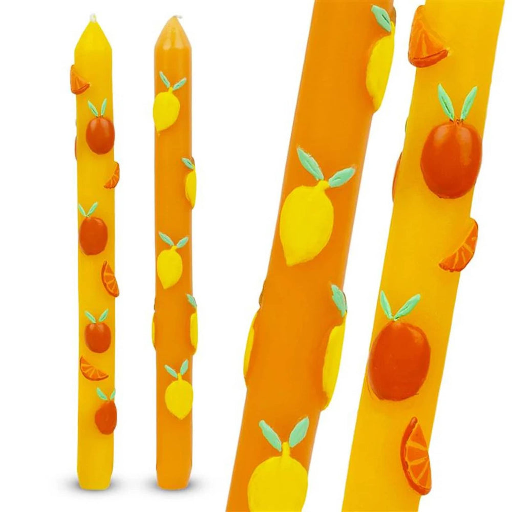 Set of 2 Lemon Patterned Candles