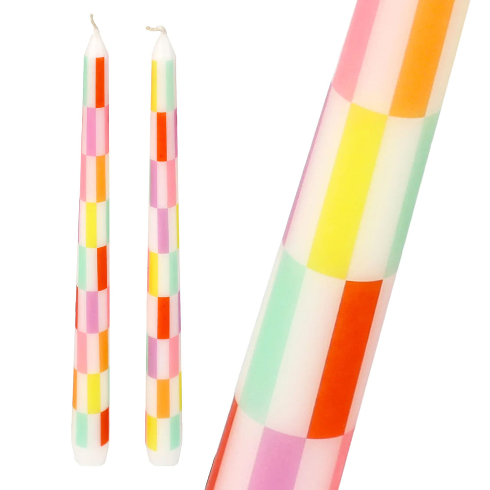 Set of 2 Checkered Candles
