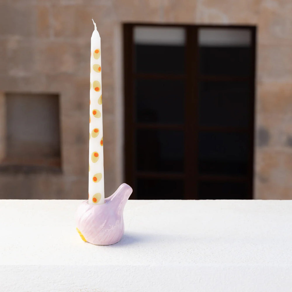 Set of 2 Olive Patterned Candles