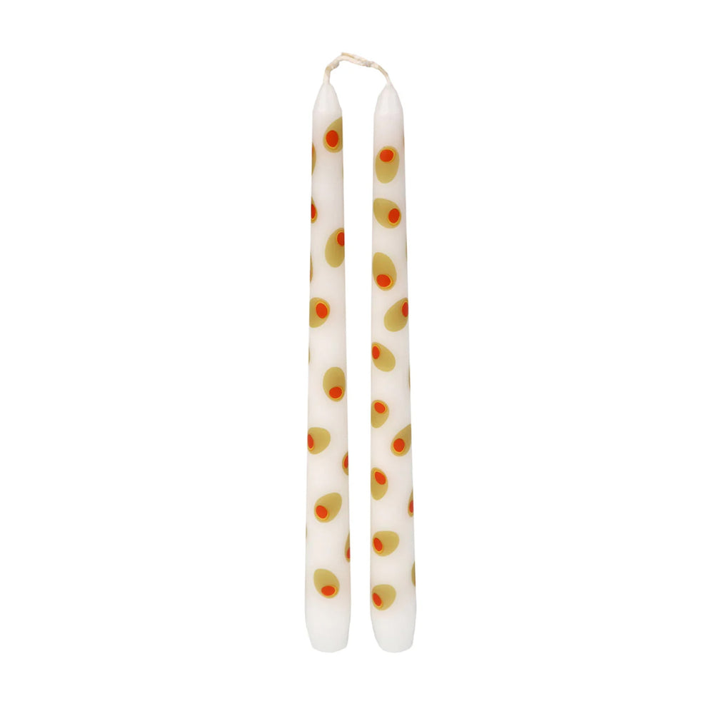 Set of 2 Olive Patterned Candles