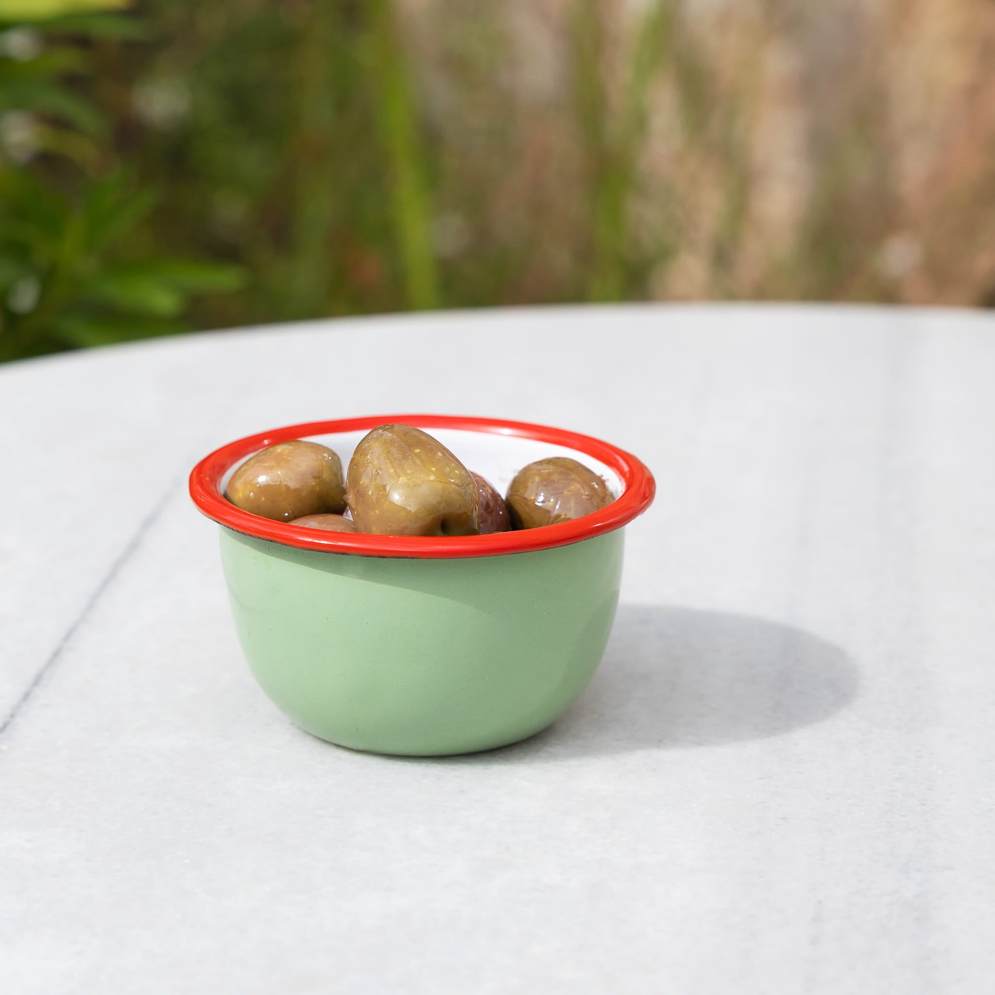 Olive Printed Enamel Small Bowl, 10cm