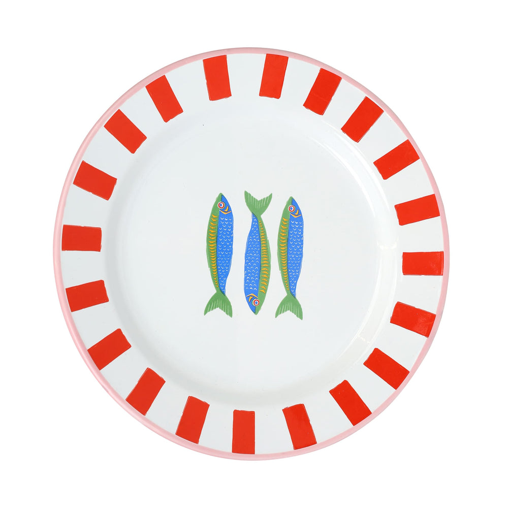 Fish Printed Enamel Side Plate, 20cm