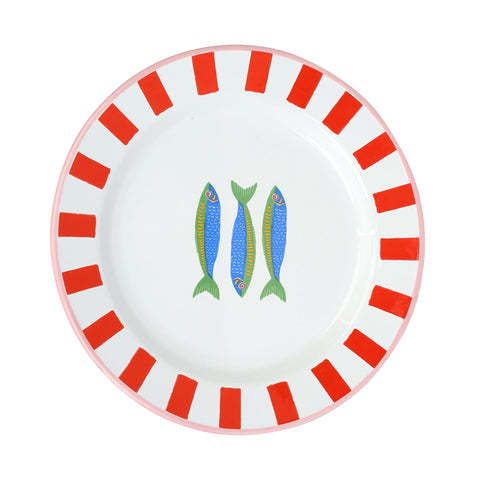 Fish Printed Enamel Side Plate, 20cm