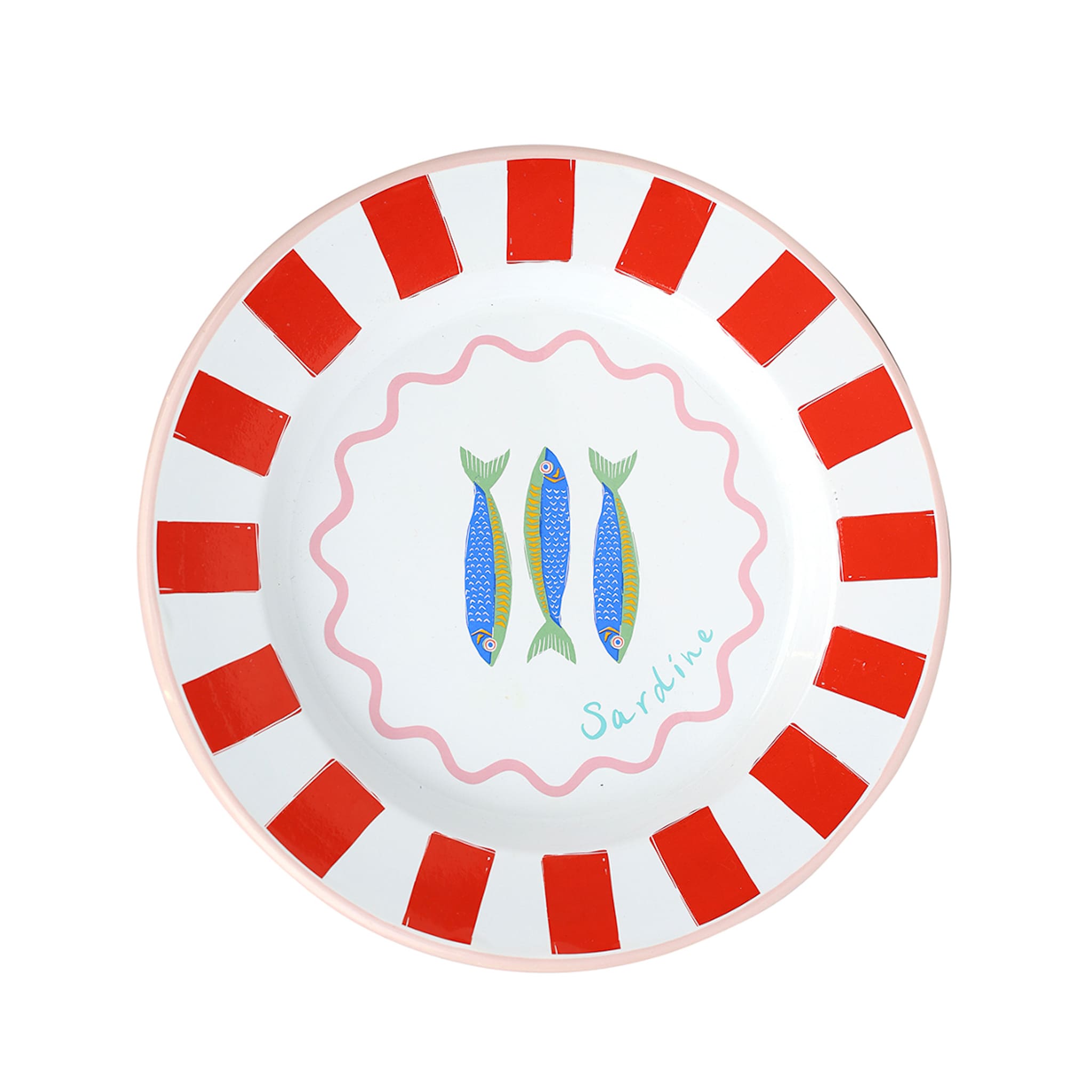 Fish Printed Enamel Dinner Plate, 25cm