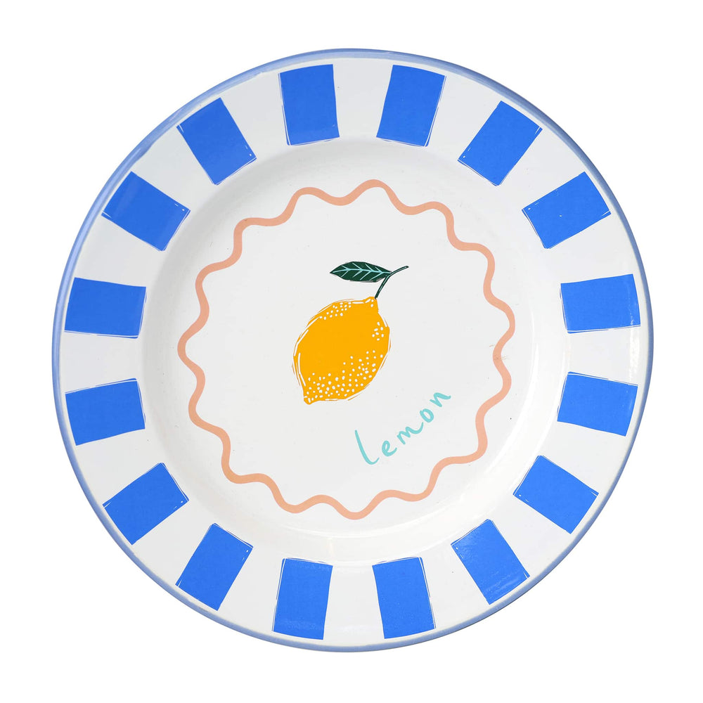 Lemon Printed Enamel Dinner Plate, 25cm