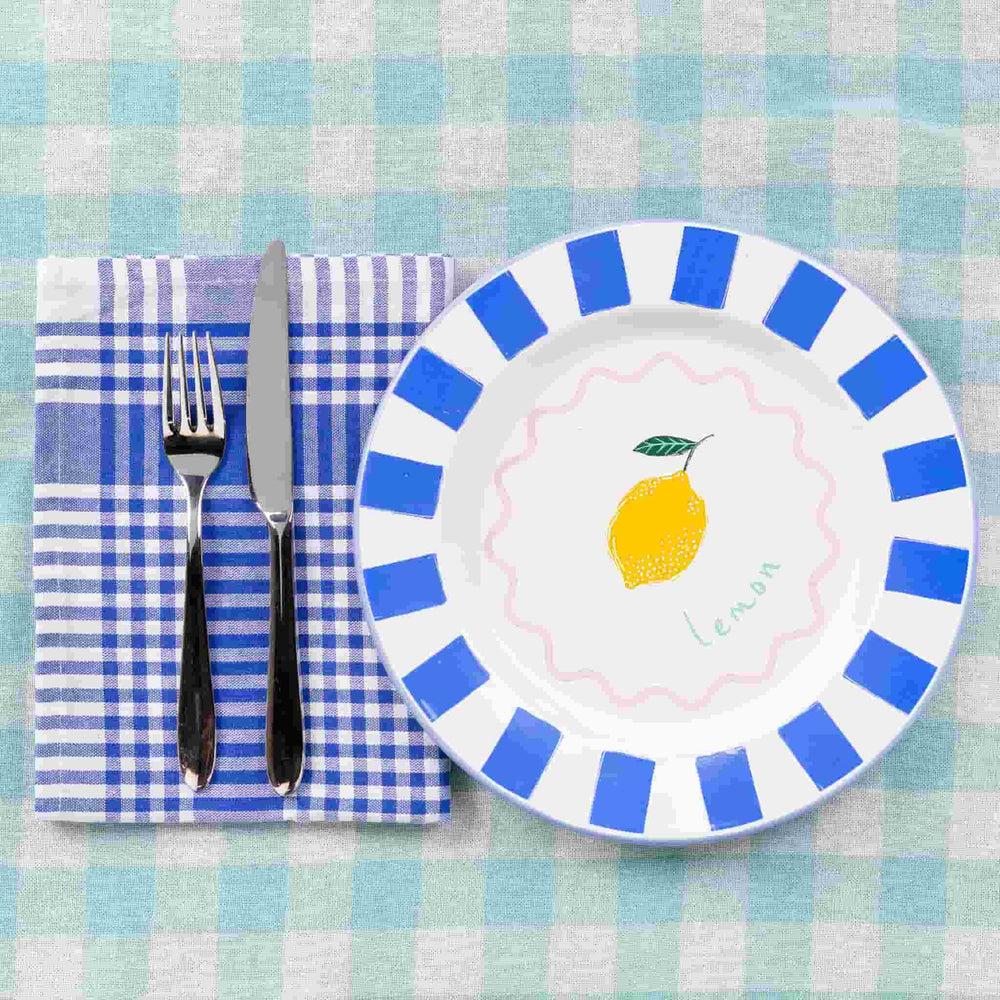 Lemon Printed Enamel Dinner Plate, 25cm