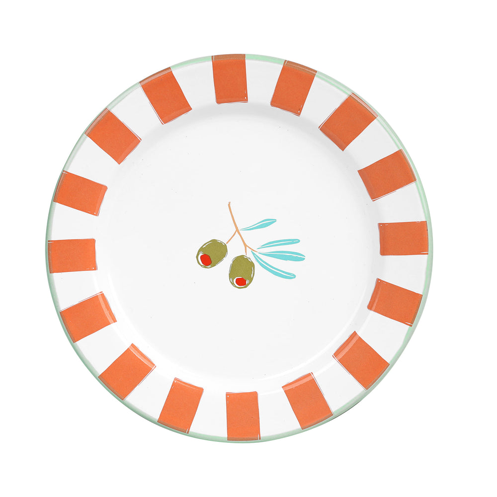 Olive Printed Enamel Side Plate, 20cm
