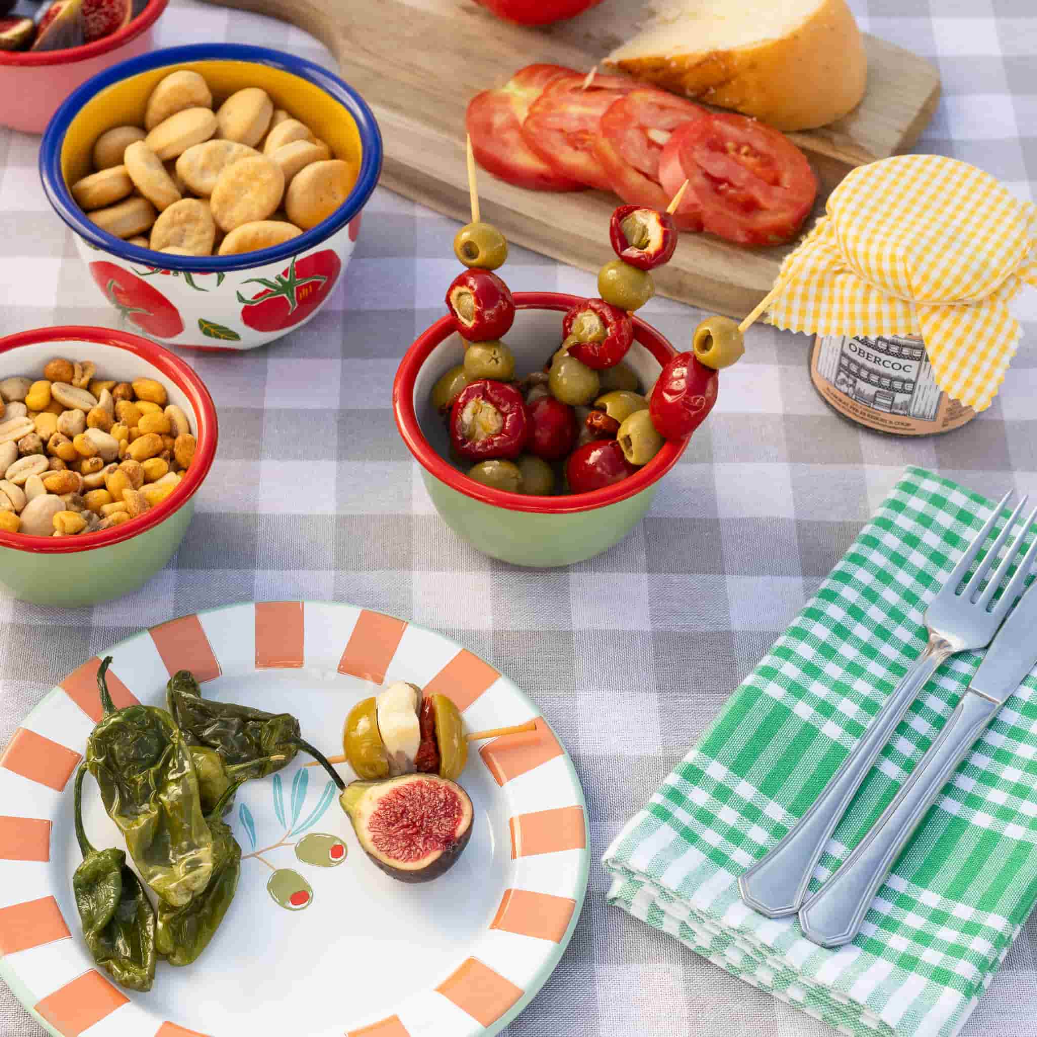 Olive Printed Enamel Side Plate, 20cm