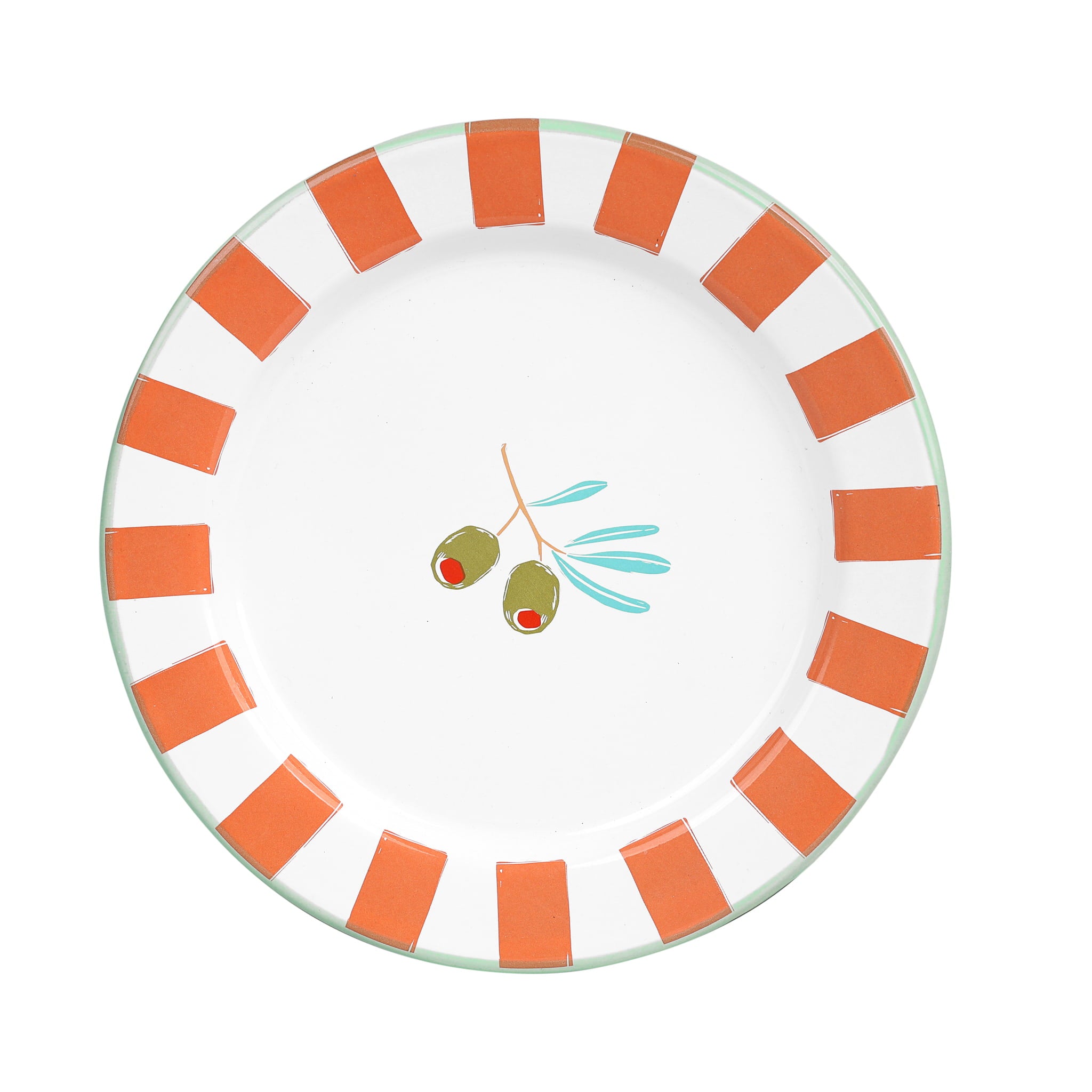 Olive Printed Enamel Side Plate, 20cm