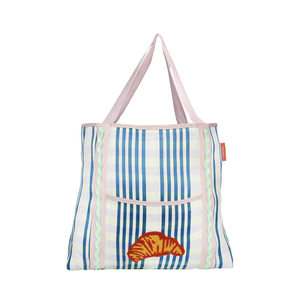 Recycled Plastic Striped Croissant Tote Bag