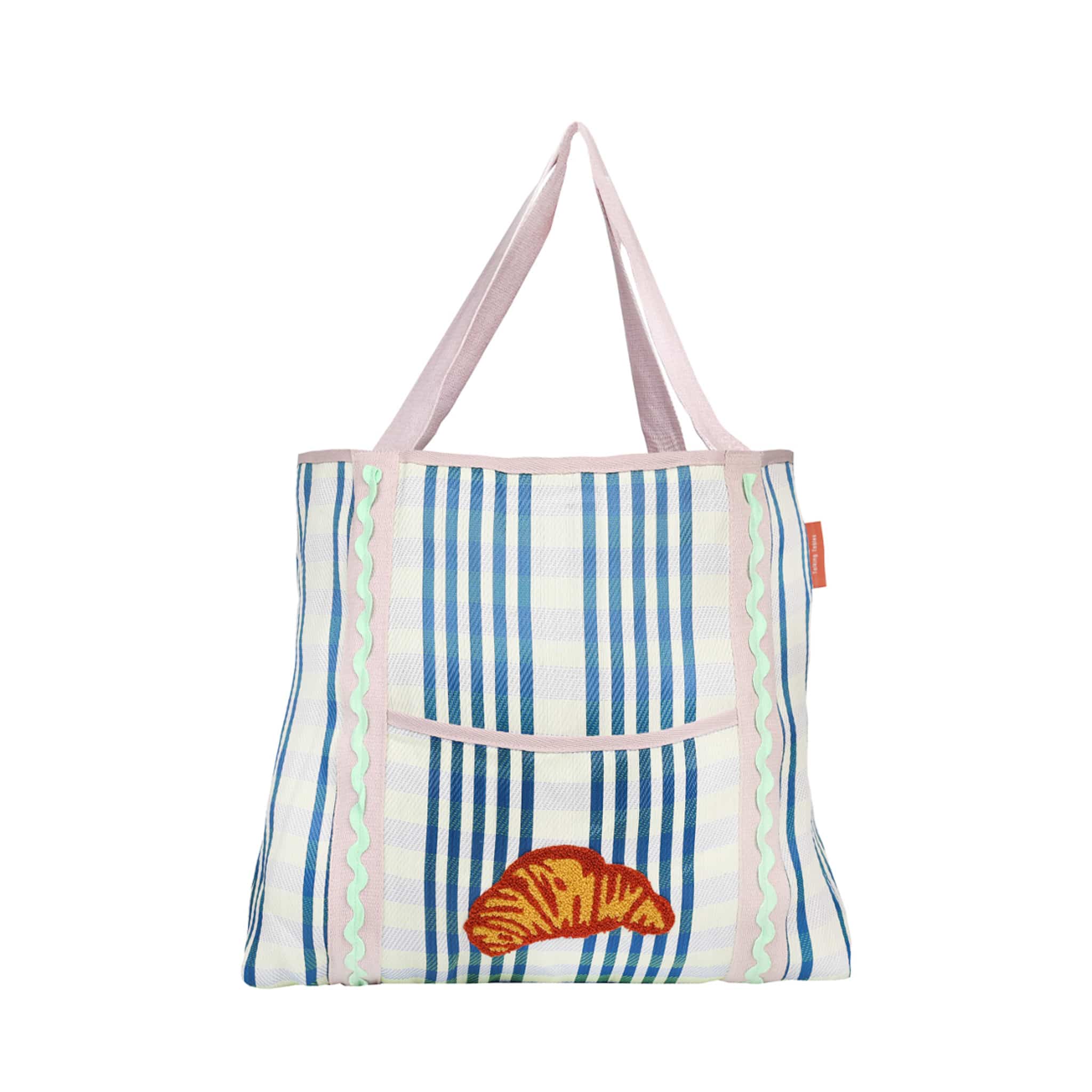 Recycled Plastic Striped Croissant Tote Bag