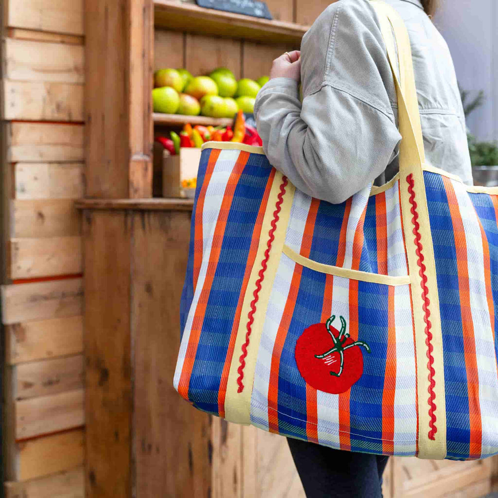 Recycled Plastic Striped Tomato Tote Bag