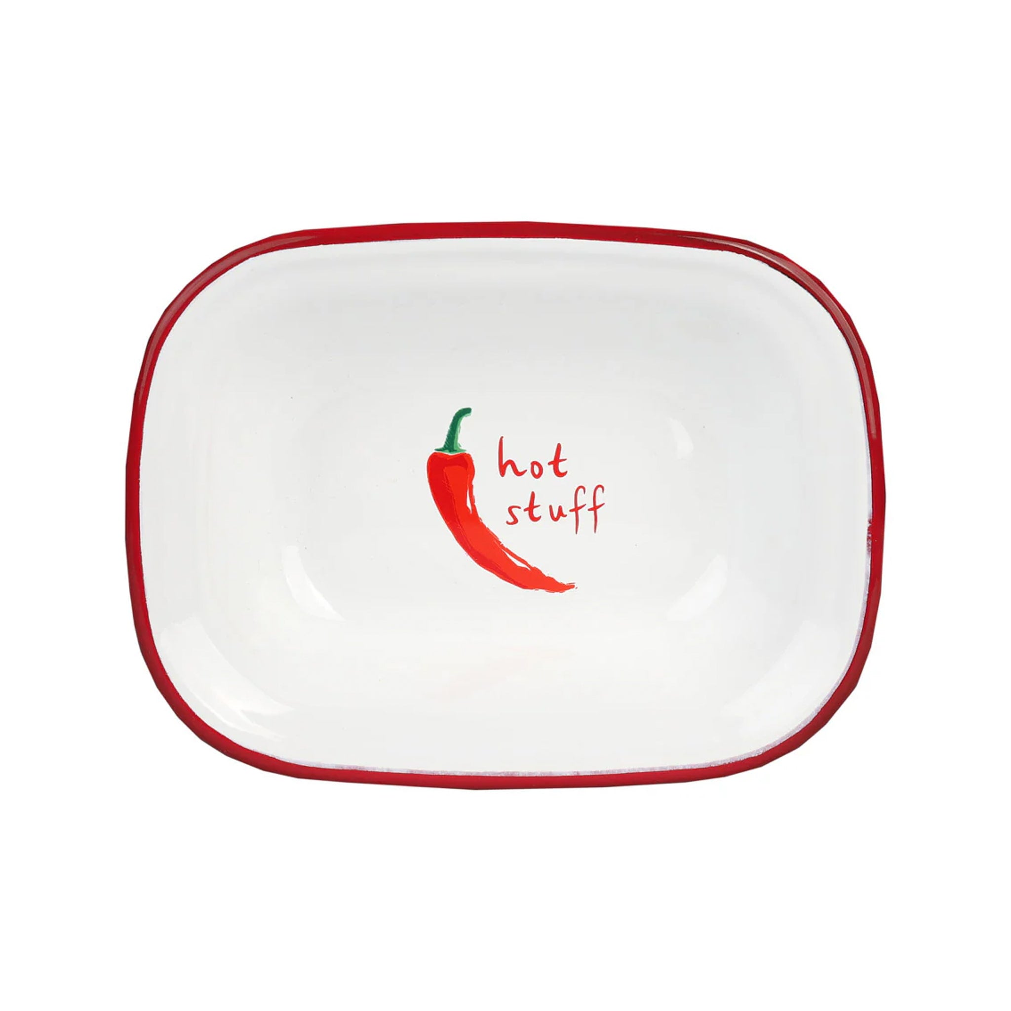 Chilli Printed Enamel Small Roasting Dish, 20cm