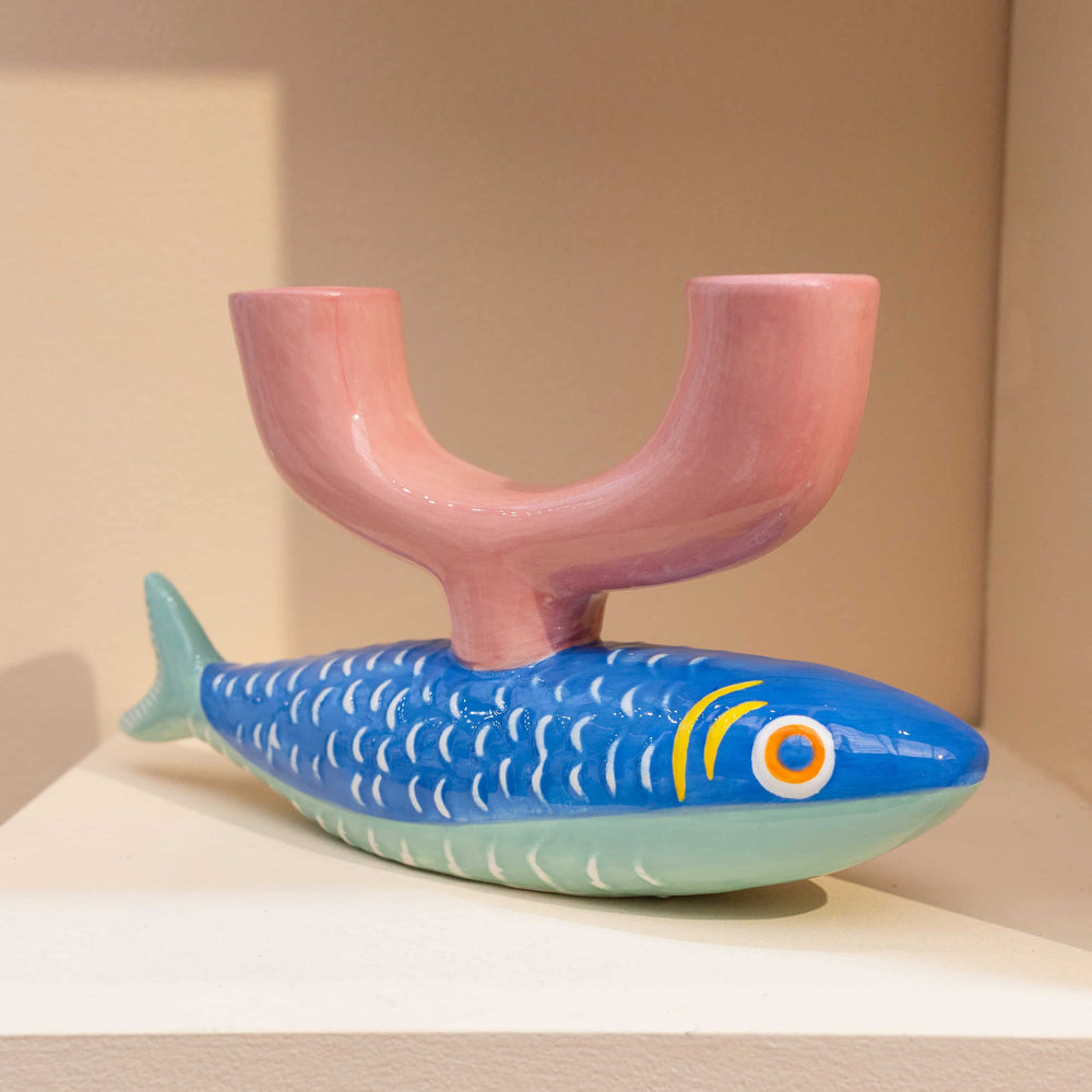 Sardine Fish Ceramic Candle Holder