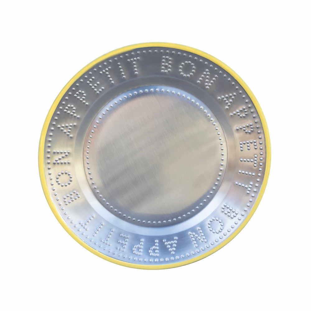 Bon Appetit Steel Plate with Yellow Trim, 25cm