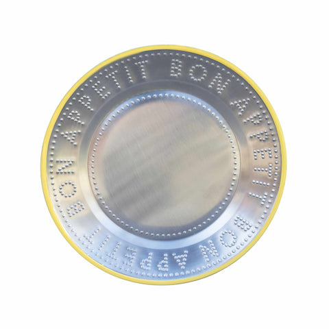 Bon Appetit Steel Plate with Yellow Trim, 25cm