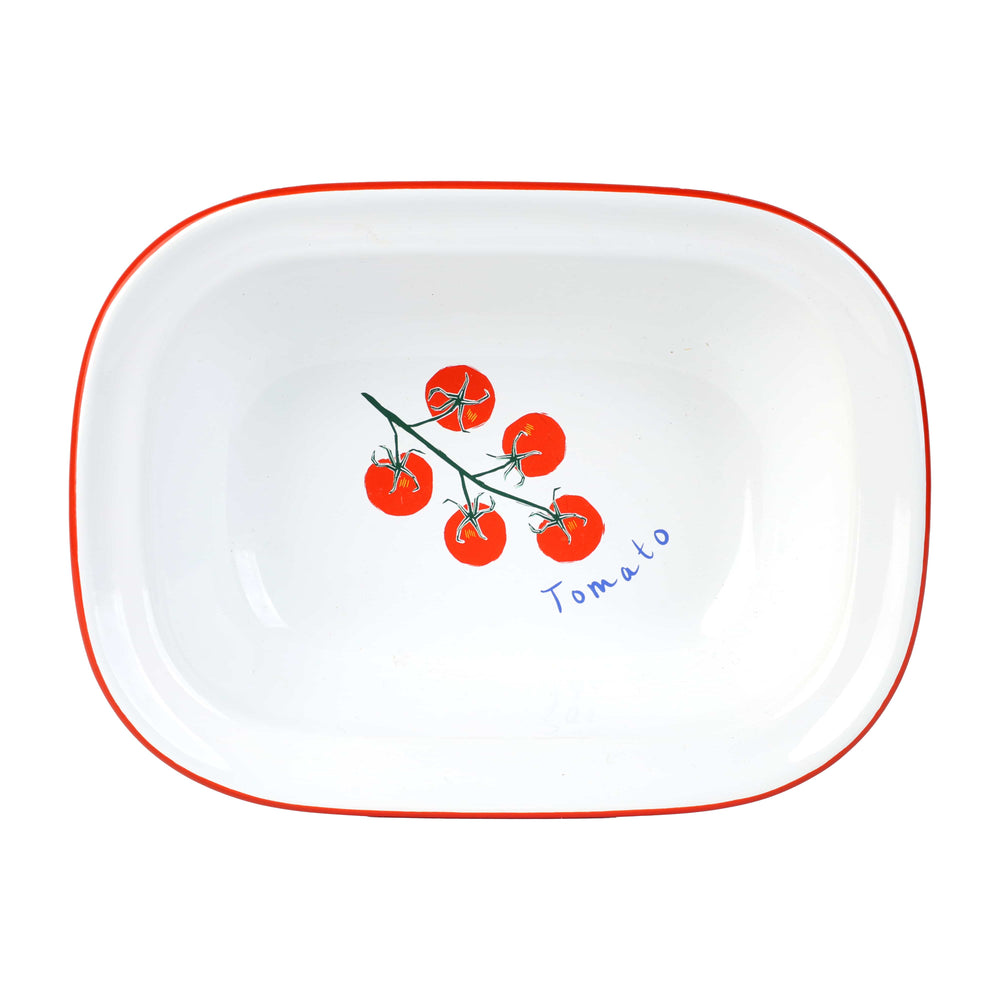 Tomato Printed Enamel Small Roasting Dish, 20cm