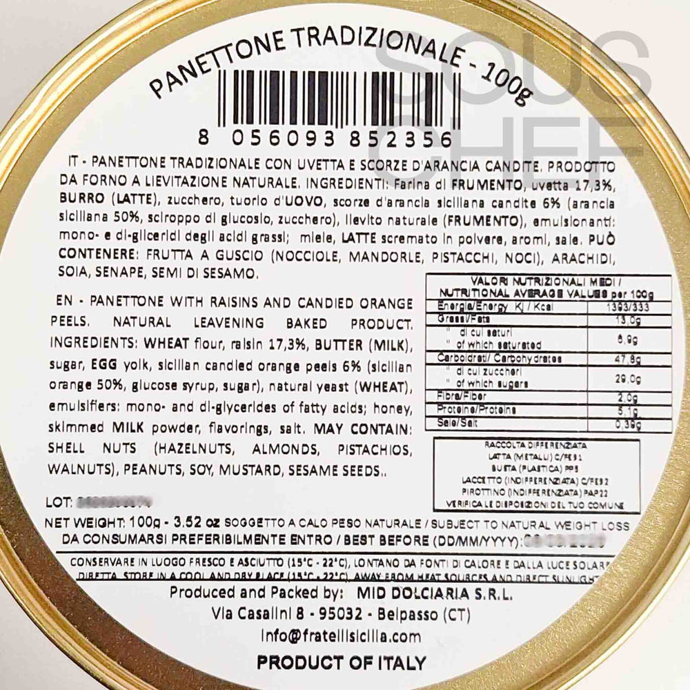 Fratelli Sicilia Classic Mini Panettone in Nutcracker Tin, 100g