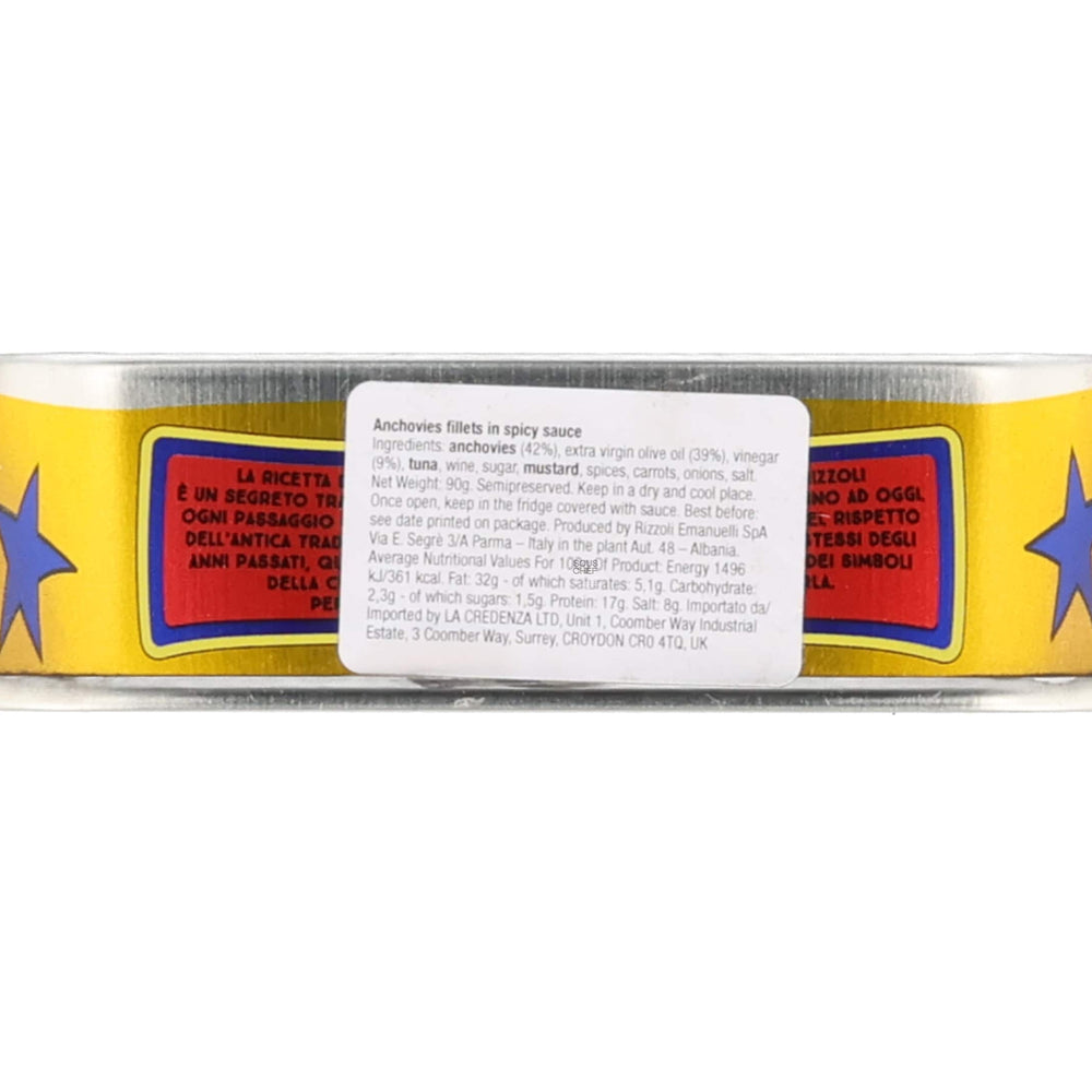 Rizzoli Mediterranean Sea Anchovy Fillets in Spicy Sauce, 90g