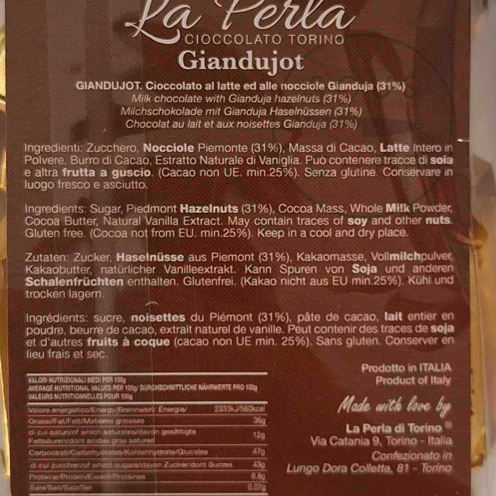 La Perla di Torino Gianduja 'Giandujot', 200g