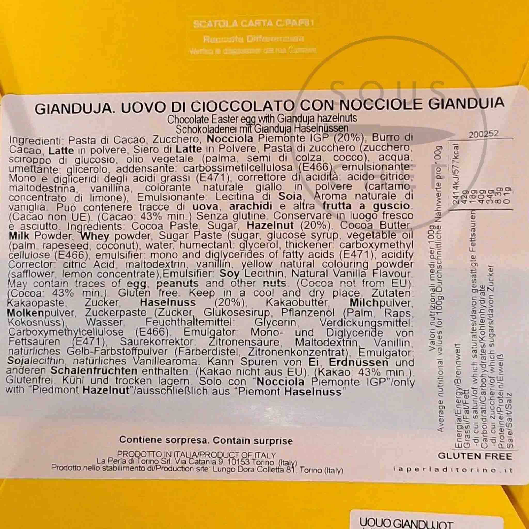 La Perla di Torino Gianduja & Hazelnut Giant Easter Egg, 450g