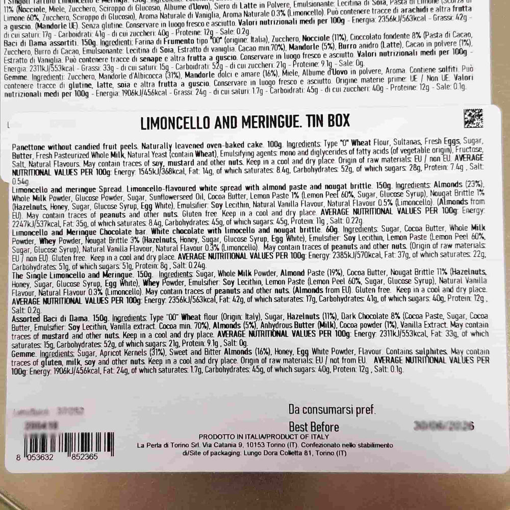 La Perla di Torino Limoncello & Meringue Selection Gift Tin, 560g