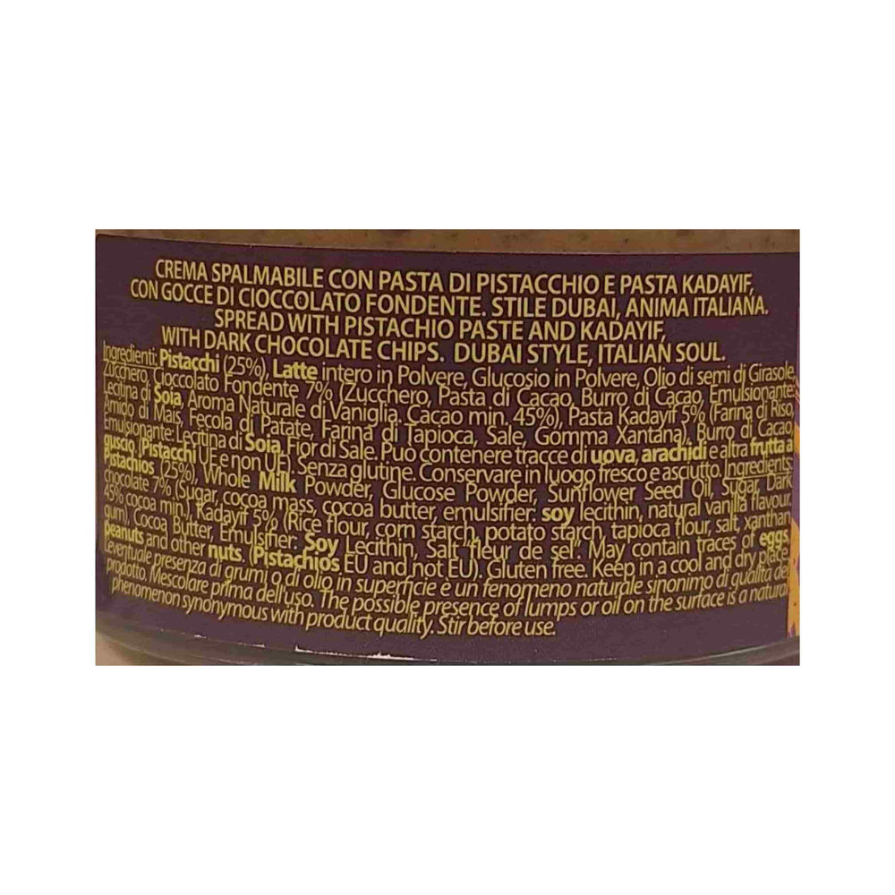 La Perla Dubai Style Pistachio Spread with Chocolate Chips & Kadayif, 150g