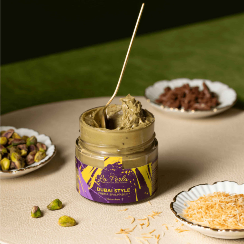 La Perla Dubai Style Pistachio Spread with Chocolate Chips & Kadayif, 150g