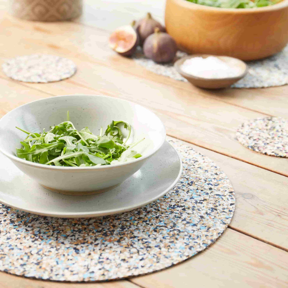 Set of 4 Beach Clean Recycled Organic Cork Round Placemats, 30cm