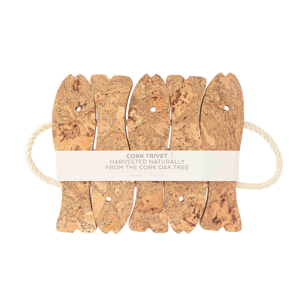 Marbled Organic Cork Five Fish Trivet, 22cm