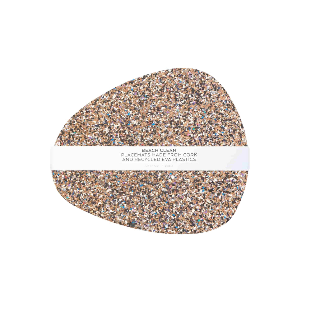 Set of 4 Beach Clean Recycled Organic Cork Pebble Placemats, 33cm
