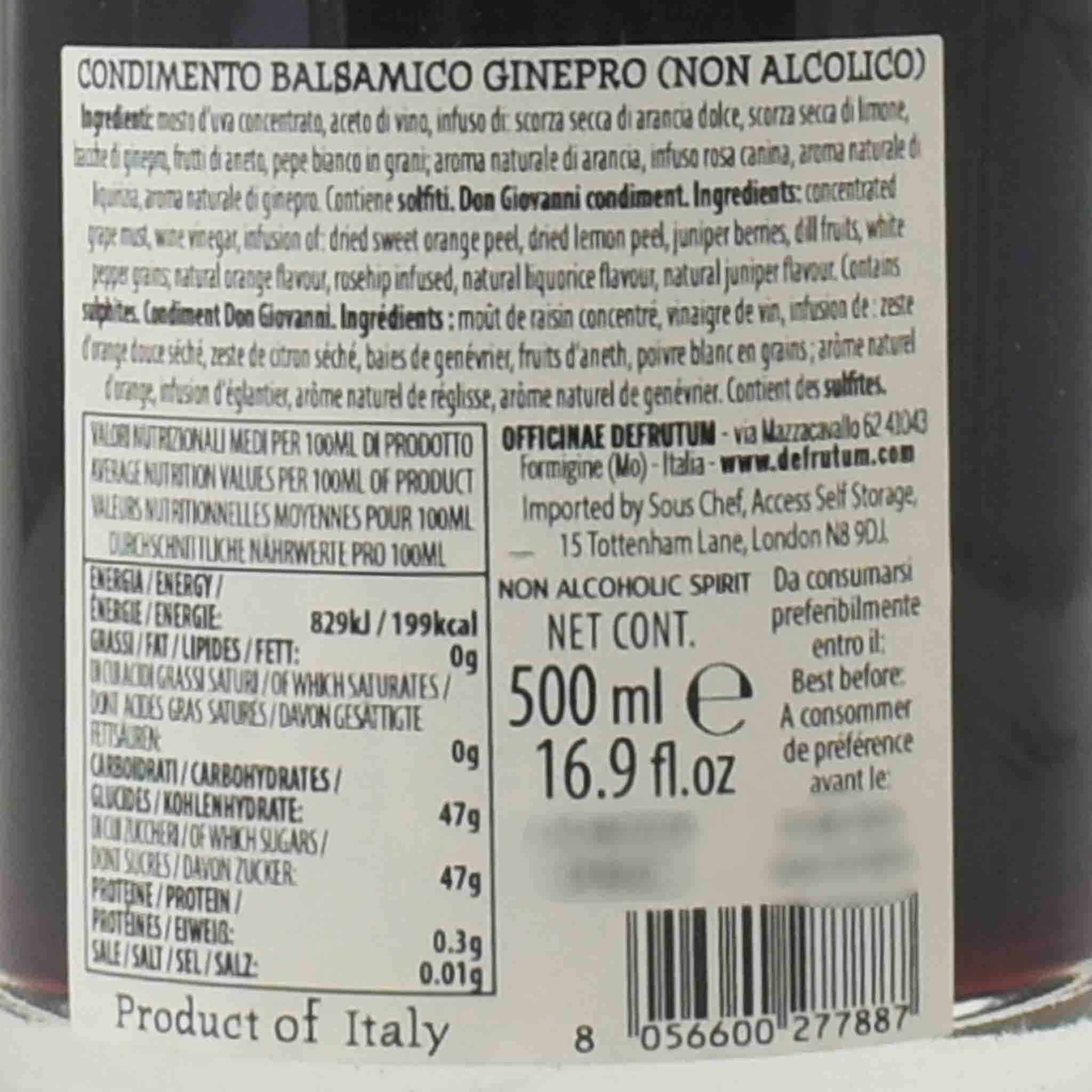 Leonardi Orange Balsamic Alcohol Free Gin, 500ml