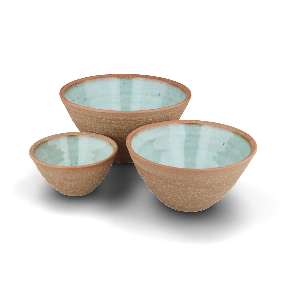 Leach Pottery Set of 3 Pale Chun Blue Stoneware Prepping Bowls