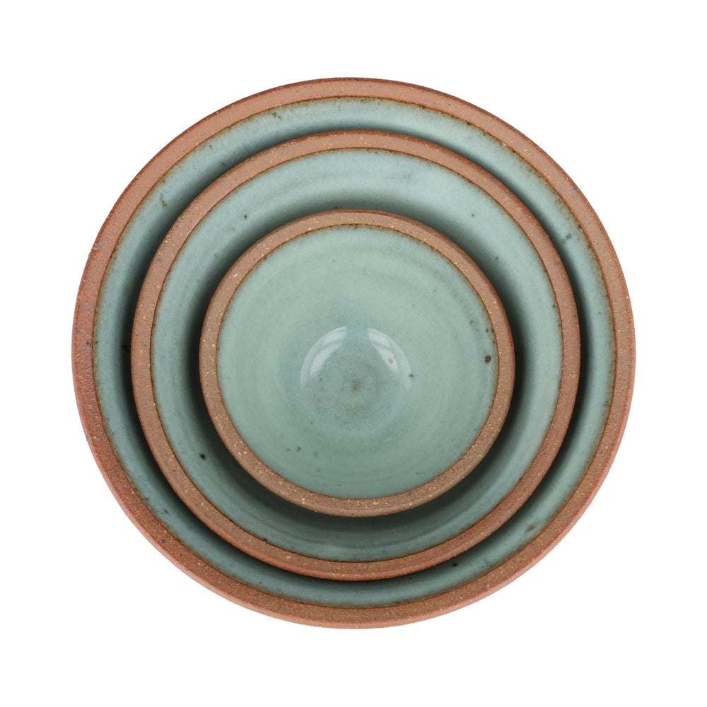 Leach Pottery Set of 3 Pale Chun Blue Stoneware Prepping Bowls