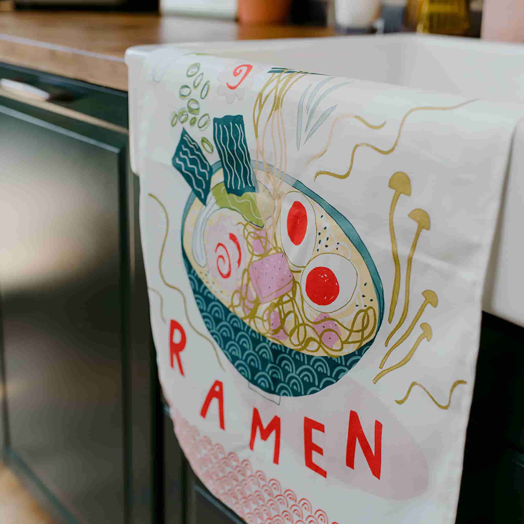 Laura Barnes Ramen Organic Cotton Tea Towel