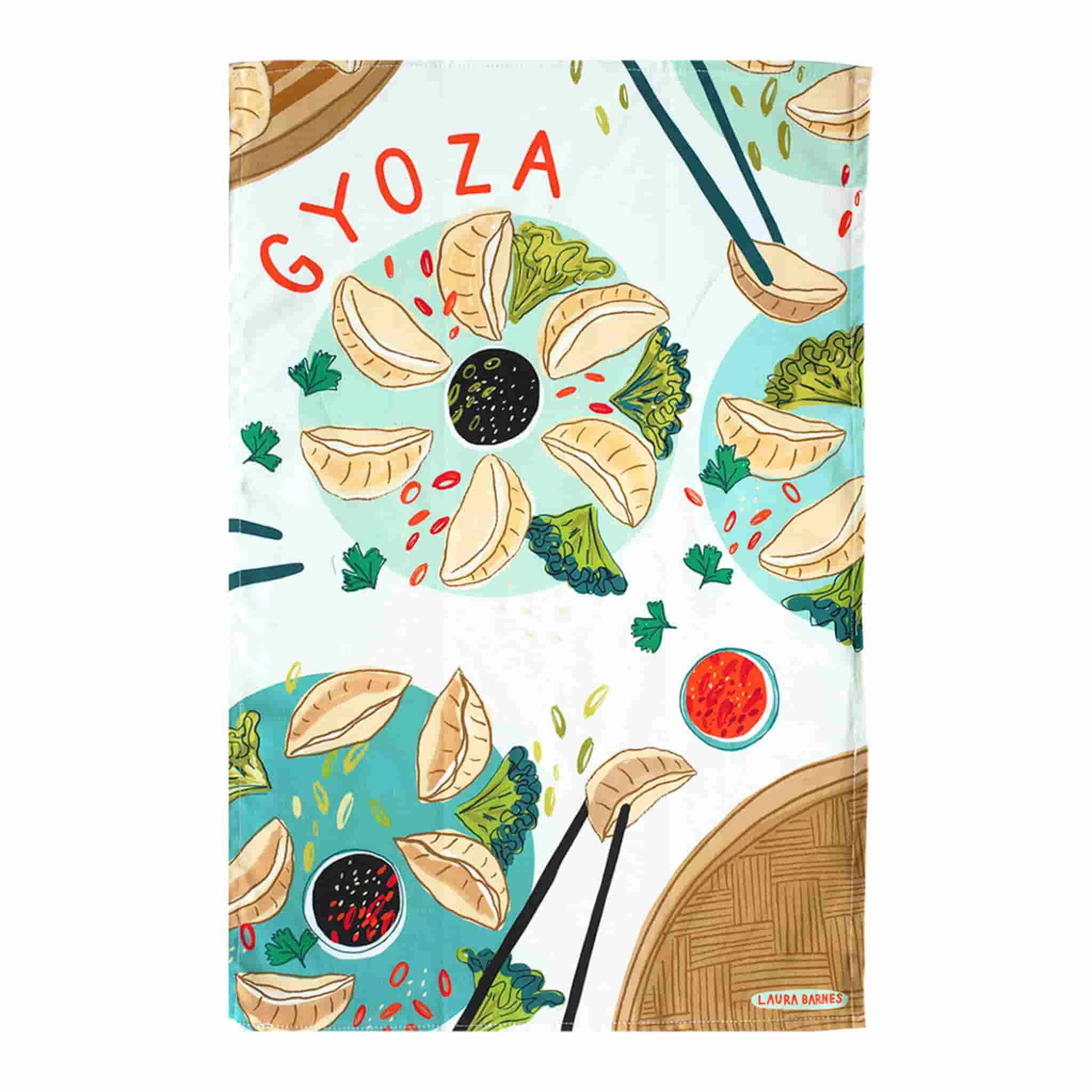 Laura Barnes Gyoza Organic Cotton Tea Towel