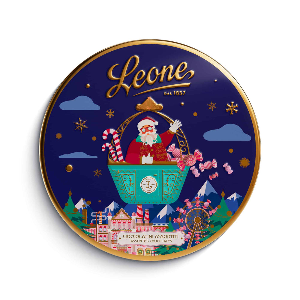 Leone "Santa" Hatbox With Assorted Chocolate Ingots, 450g