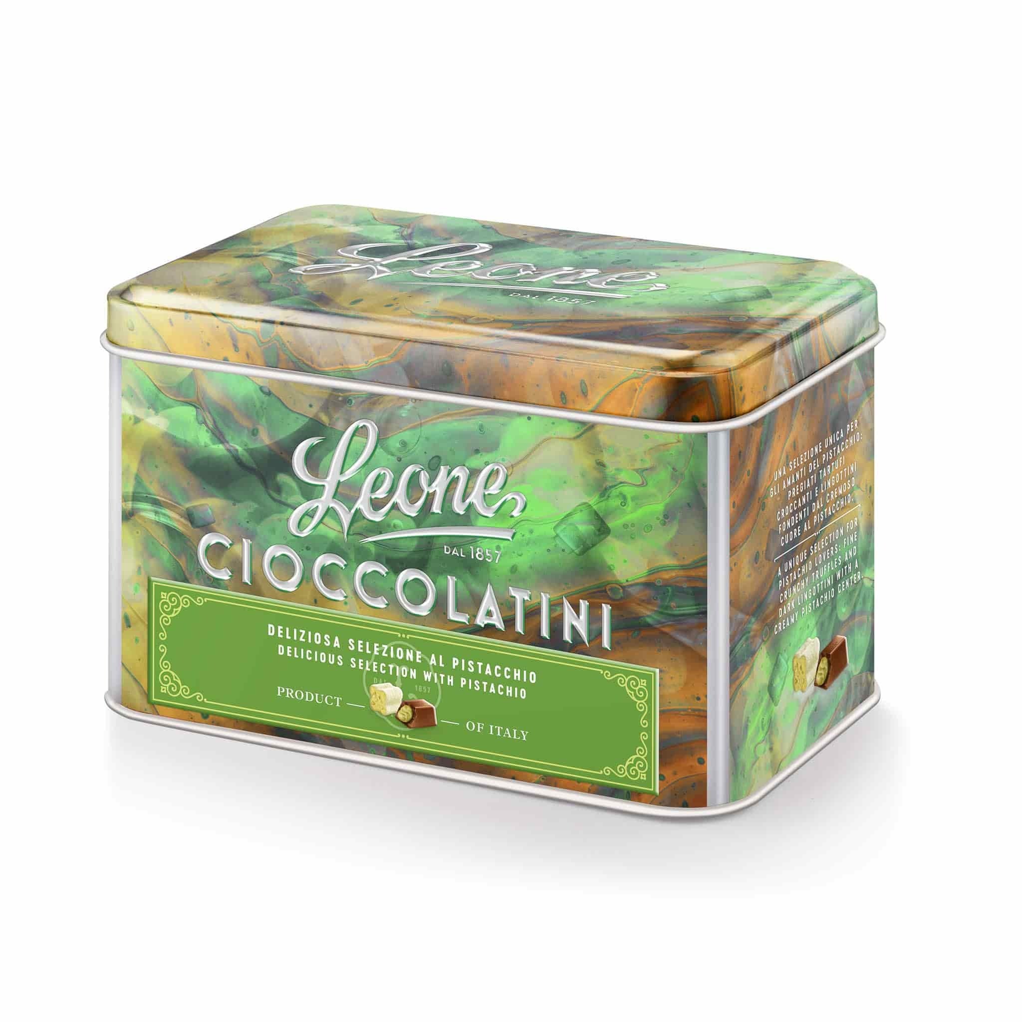 Leone Pistachio Chocolate Tin, 150g