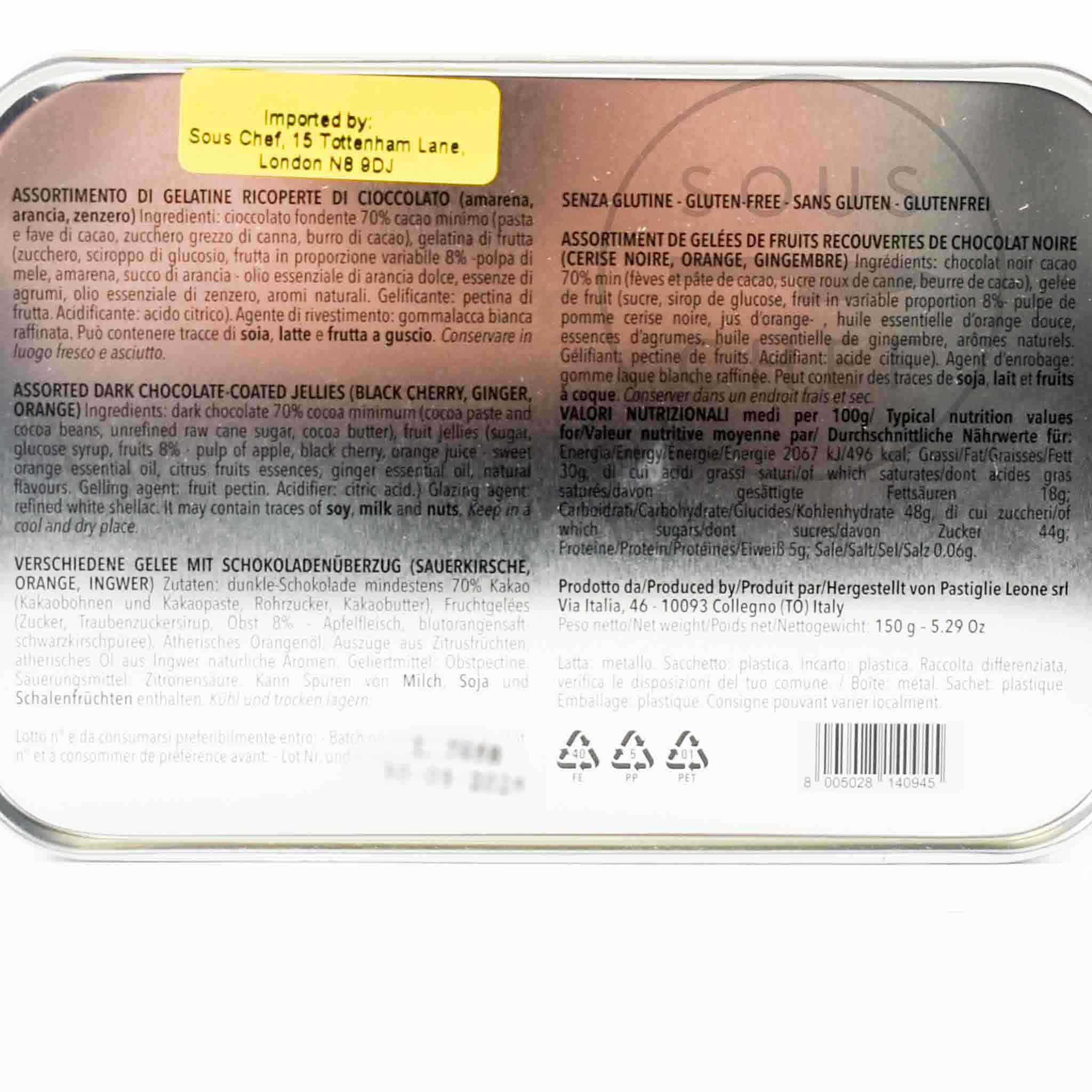 Leone Chocolate Coated Fruit Jellies in Gift Tin, 150g | Buy