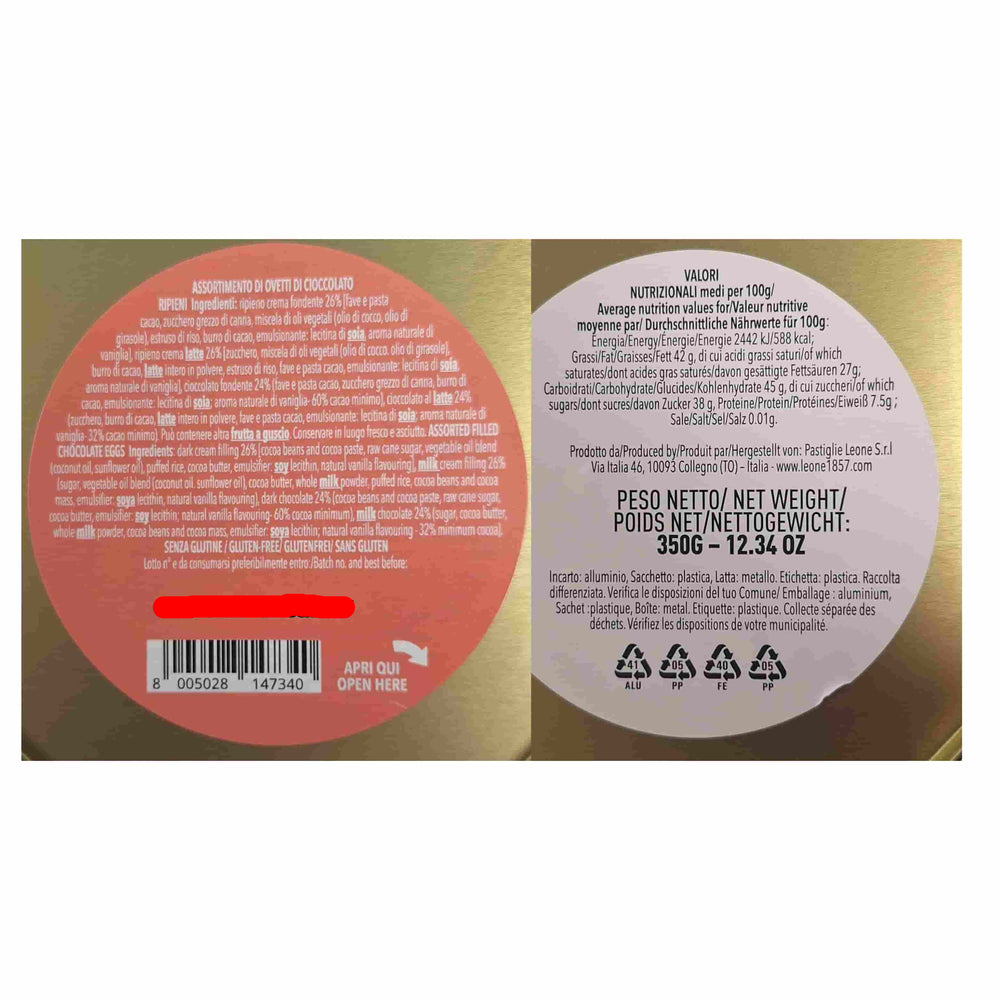 Leone Milk & Dark Chocolate Easter Egg Pralines in Blush Floral Gift Tin, 350g