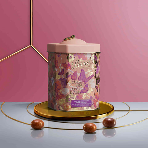 Leone Milk & Dark Chocolate Easter Egg Pralines in Blush Floral Gift Tin, 350g