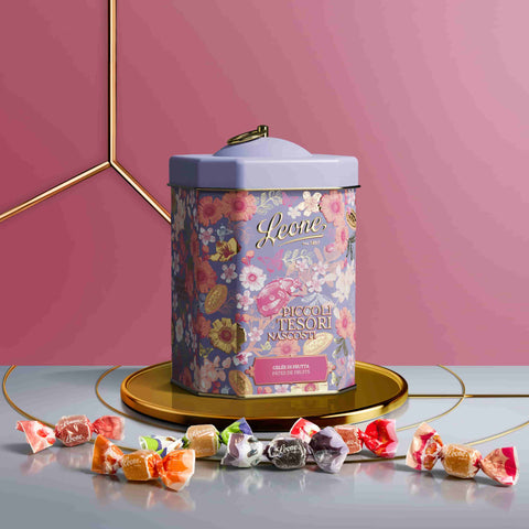 Leone Fruit Jellies in Lilac Floral Gift Tin, 350g