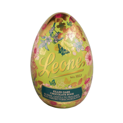 Leone Metal Easter Egg with Dark Chocolate Easter Egg Pralines, 90g