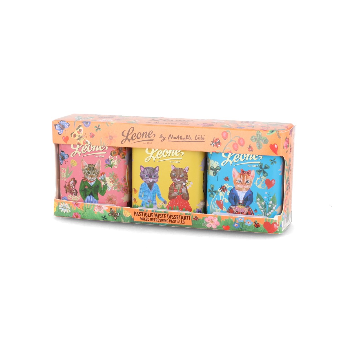 Leone Set of 3 Nathalie Lete Cat Tin Candies, 30g | Buy online UK
